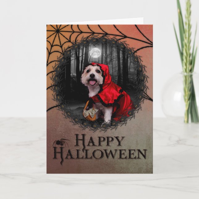 Halloween - Westie - Dame Karte (Vorderseite)