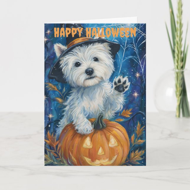 Halloween Westie Dog Feiertagskarte (Vorderseite)