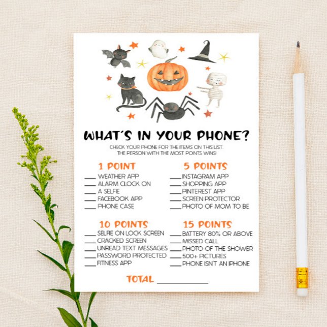 Halloween What's In Your Phone Baby Shower Game Briefpapier (Von Creator hochgeladen)