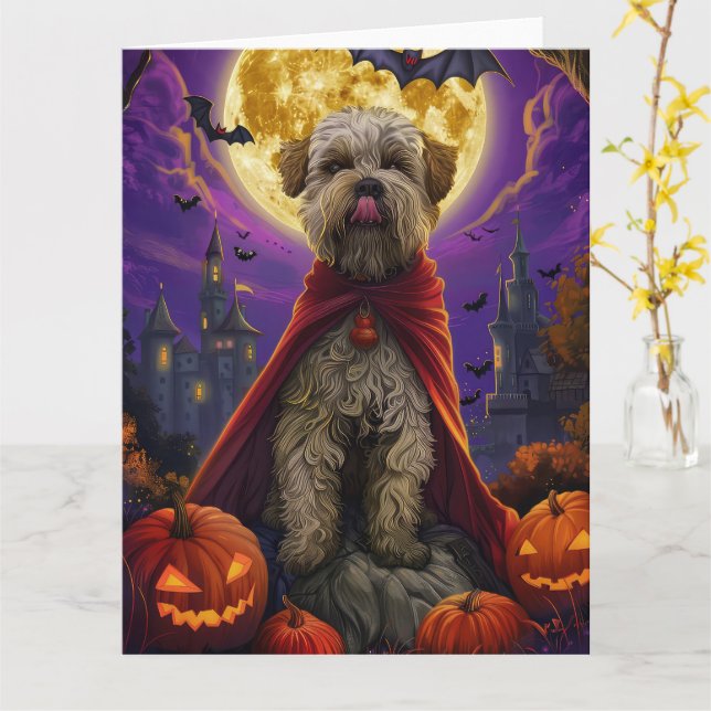 Halloween Wheaten Terrier Vampire Pumpkins Beängst Karte (Gelbe Blume)