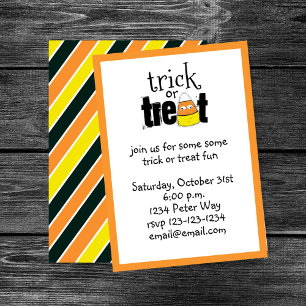 Halloween Whimsical Candy Corn Trick oder Trete Einladung