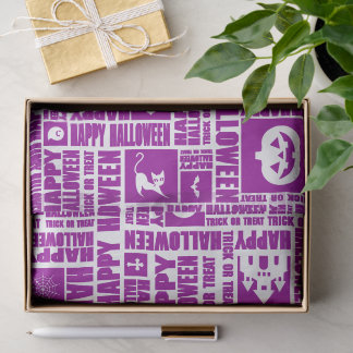 Halloween Whimsical Cool Typografie Muster Lila Seidenpapier