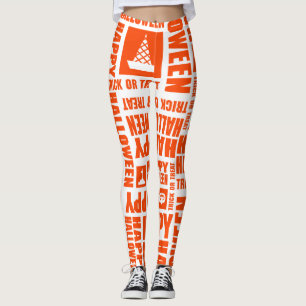 Halloween Whimsical Coole Typografie Orange Muster Leggings