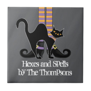 Halloween Whimsical Einfache Hexenschuhe Schwarze Fliese