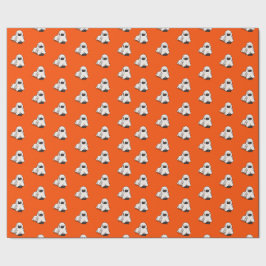 Halloween Whimsical Funny Dog Ghost Orange Geschenkpapier