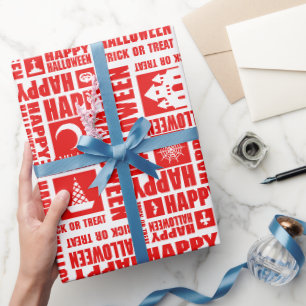 Halloween Whimsical Funny typography Red Geschenkpapier