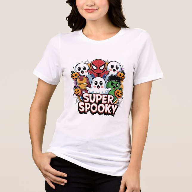 Halloween Whimsical Ghost mit Pastellfarben Tri-Blend Shirt (Vorderseite)