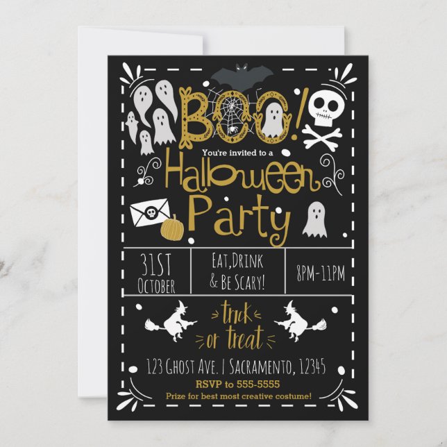 Halloween Whimsical Hand Dracht Party Einladung (Vorderseite)
