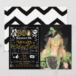 Halloween Whimsical Modern Birthday Party Foto Einladung