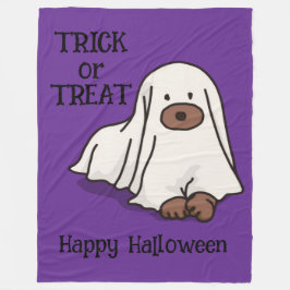 Halloween Whimsical Niedlich Ghost Dog Lila Fleecedecke