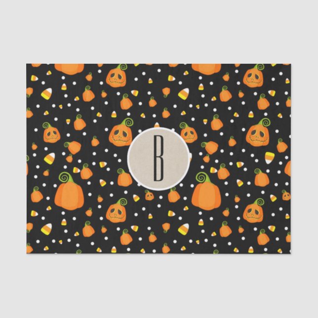 Halloween Whimsical Pumpkins Rustic Kraft Seidenpapier (Vorderseite)