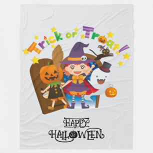 Halloween Whimsical Süße Hexen Mädchen Fleecedecke