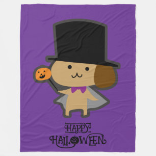 Halloween Whimsical Süßer Zauberer Hund Lila Fleecedecke