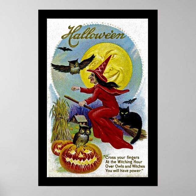 Hallowe'en Whitch and Moon Poster (Vorne)