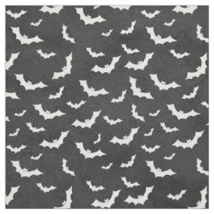 Halloween White Bats Silhouetten Muster auf Schwar Stoff