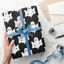 Halloween White Ghost Silhouette Pattern - Schwarz