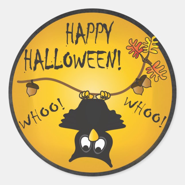 Halloween Whoo Owl Runder Aufkleber (Vorderseite)