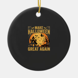Halloween wieder groß Geisterhaus Kürbis Keramik Ornament