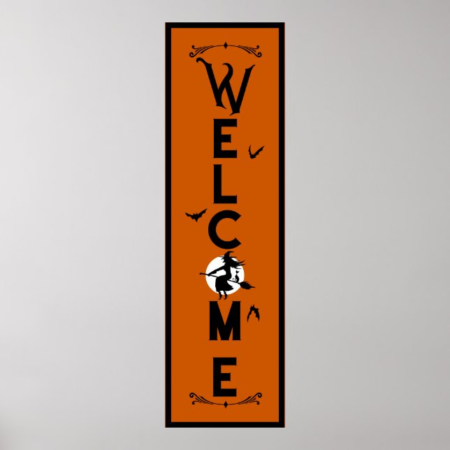 Halloween Willkommen | Länge der orangen Hexentüre Poster (Vorne)