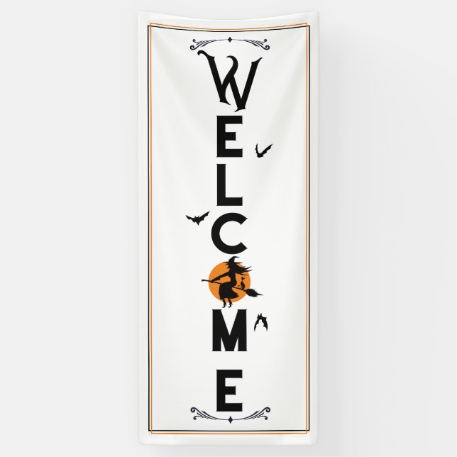 Halloween Willkommen | Lecker Spaß lange Haustür Banner (Vertikal)