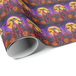 Halloween Windhund Berg Vampir Kürbisse  Geschenkpapier