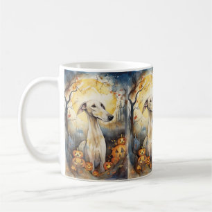 Halloween Windhund mit Kürbissen Gruselig Kaffeetasse