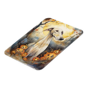 Halloween-Windhund mit Kürbissen Gruselig Magnet