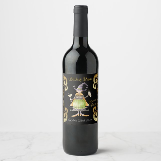 Halloween Wine Bottle Label Weinetikett (Vorderseite)