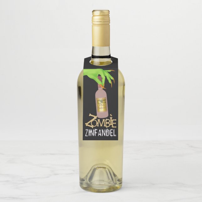 Halloween Wine - Siehe Zurück - Flaschenanhänger (Auf Flasche)