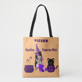 Halloween Wing Wanderhexe Orange Niedliche Katze Tasche