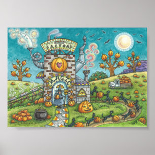 Halloween WITCH & BLACK CATS PIE FACTORR POSTER Sm