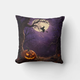 Halloween Witch & Citrouille Coussin Carré