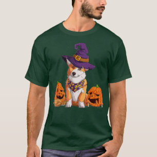 Halloween Witch Corgi Costume Pumpkin Dog Lover Co T-Shirt