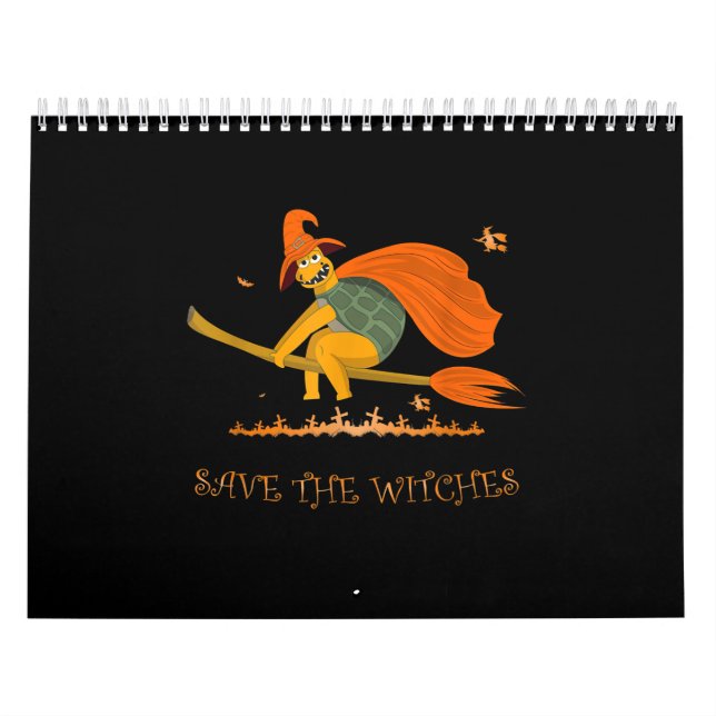 Halloween Witch Flying Turtle Broom Salem Kalender (Titelbild)