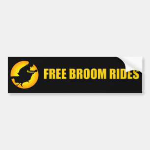 Halloween Witch Free Broom Rides Bumper Sticker Autoaufkleber