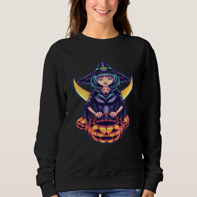 Halloween witch ghost Pumpkin Horror party Hallowe Sweatshirt (Vorderseite)