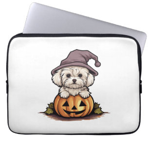 Halloween Witch Hat Pumpkin Dog Maltese Laptopschutzhülle