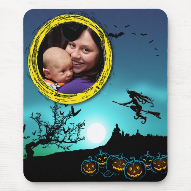 Halloween Witch, Jack o' Lanterns, Foto von Frame Mousepad (Vorne)
