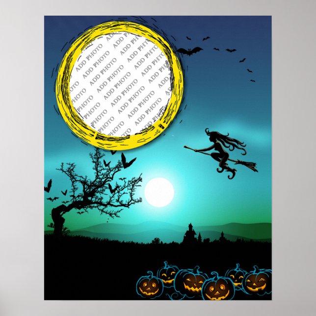 Halloween Witch, Jack o' Lanterns, Foto von Frame Poster (Vorne)