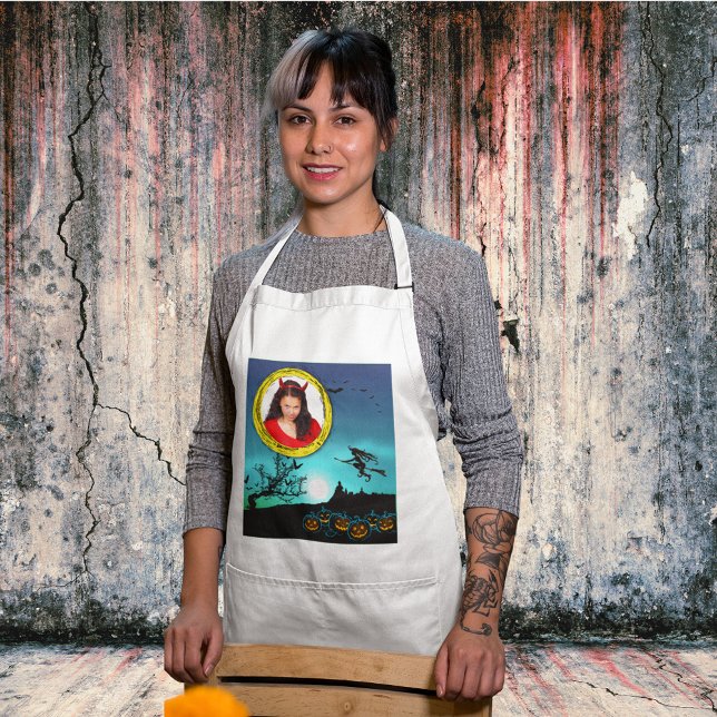 Halloween Witch, Jack o' Lanterns, Foto von Frame Schürze (Halloween Witch, Jack o' Lanterns, Photo Frame Adult Apron)