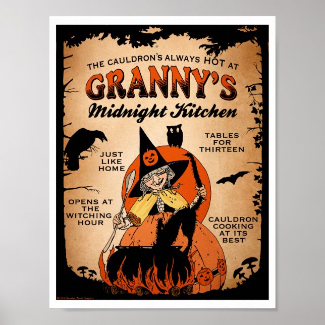 Halloween Witch Poster Granny's Midnight Kitchen (Vorne)