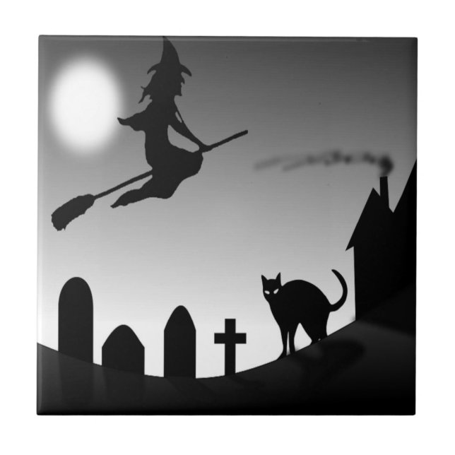 HALLOWEEN WITCH SILHOUETTE FLIESE (Vorderseite)