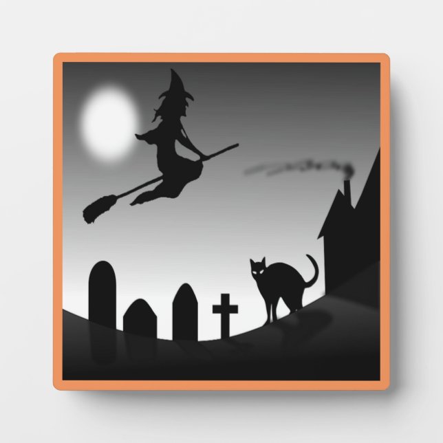 HALLOWEEN WITCH SILHOUETTE FOTOPLATTE (Vorderseite)