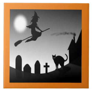 HALLOWEEN WITCH SILHOUETTE TILE FLIESE