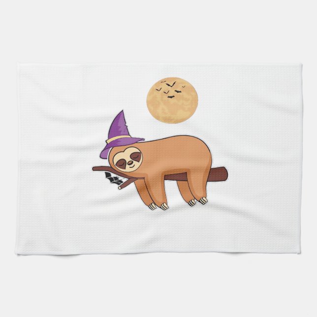 Halloween Witch Sloth Oversized T-Shirt Geschirrtuch (Horizontal)