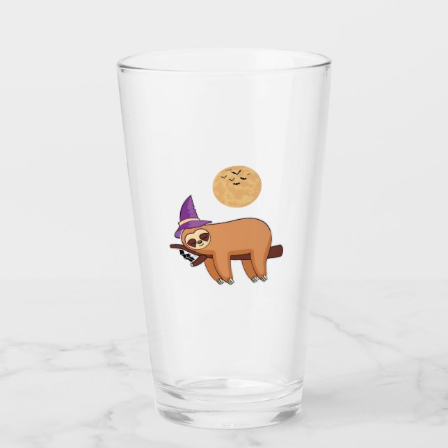 Halloween Witch Sloth Oversized T-Shirt Glas (Vorderseite)