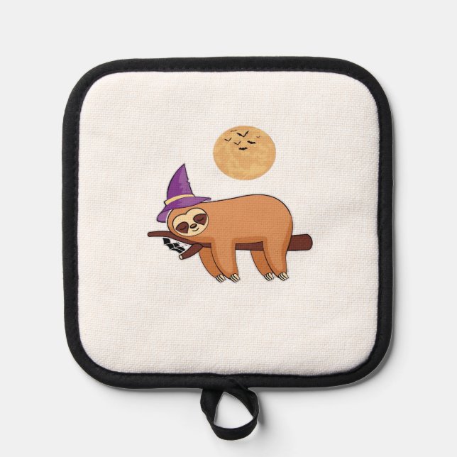 Halloween Witch Sloth Oversized T-Shirt Topflappen (Vorderseite)