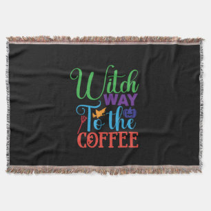 Halloween Witch Way To The Coffee Decke