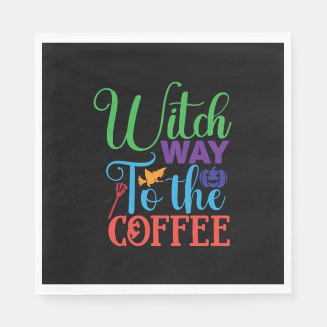 Halloween Witch Way To The Coffee Serviette (Vorderseite)