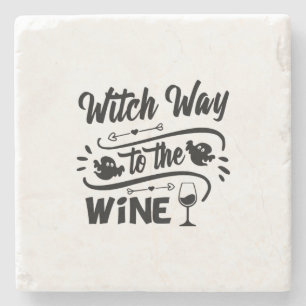 Halloween Witch Way To The Wine Birthday Steinuntersetzer